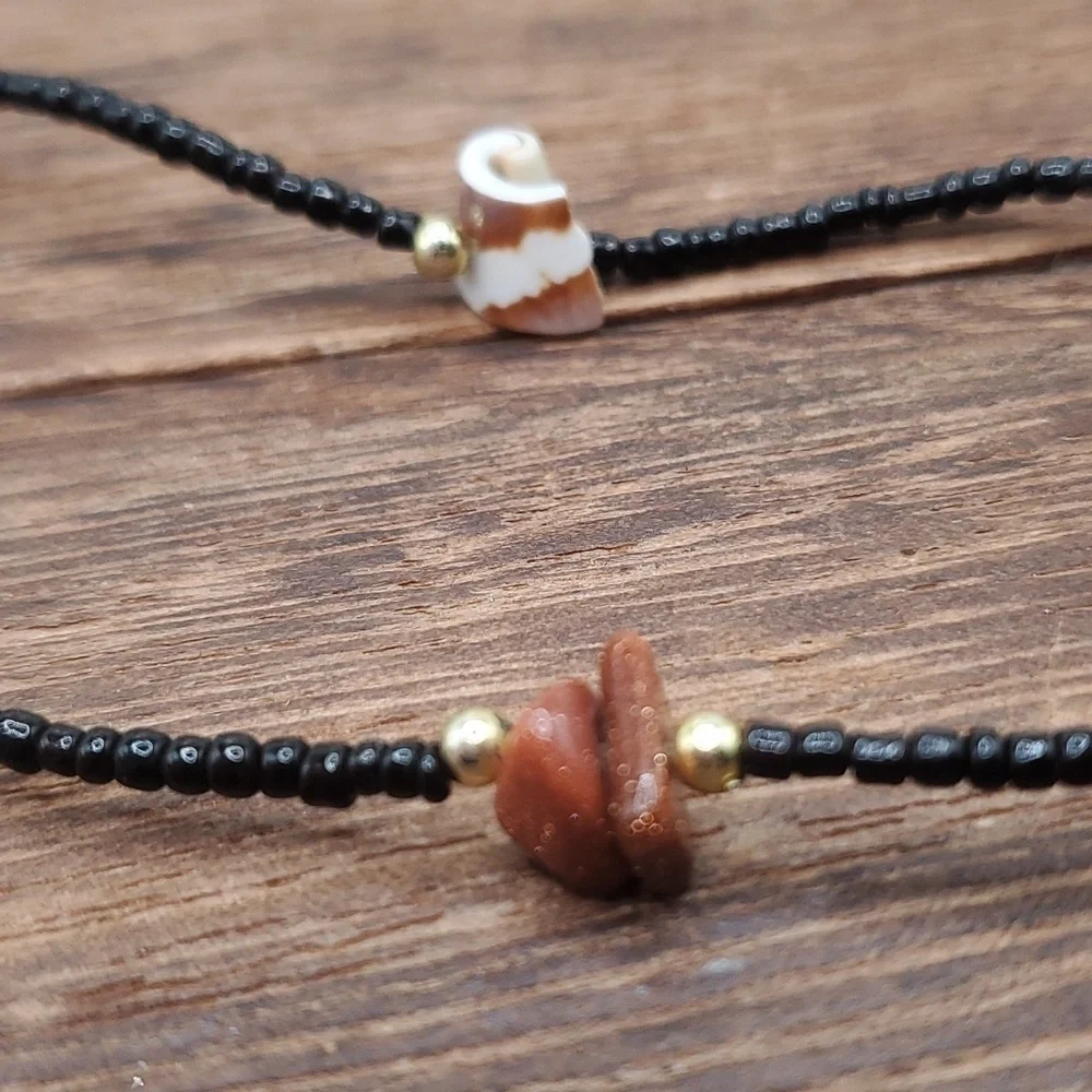 B2412 orange sparkle coral and shell‎ bracelet